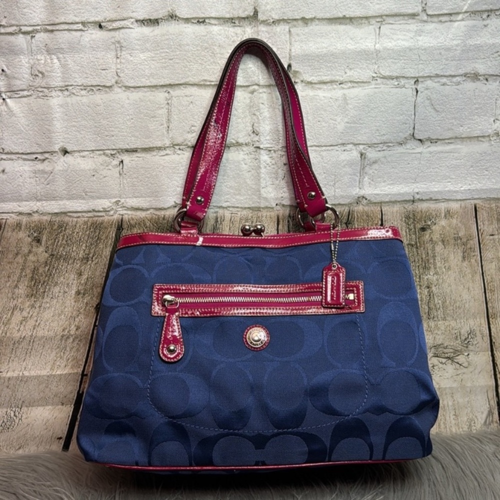 Coach Kisslock Pink&Blue Shoulder
